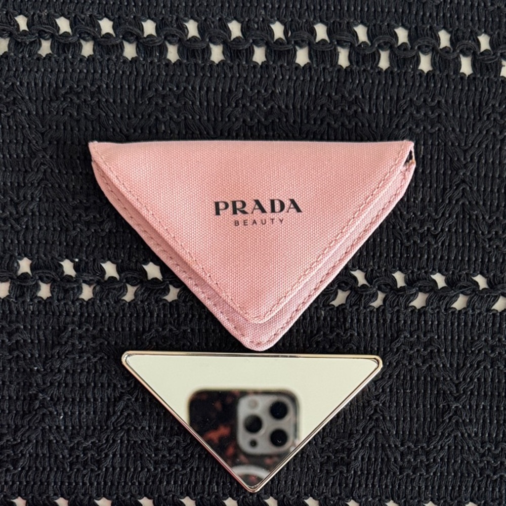 Pink Triangle Compact Mirror with Case